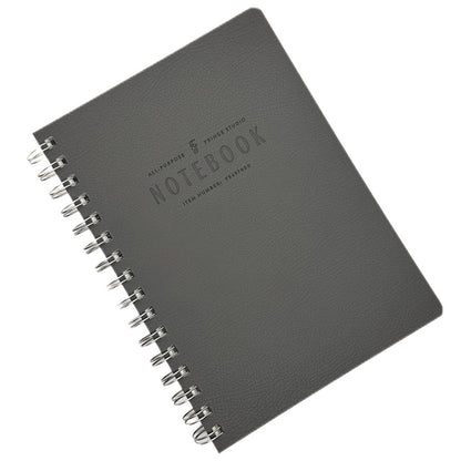 Fringe Sudio A5 Grey notebook with spiral binding on a white background