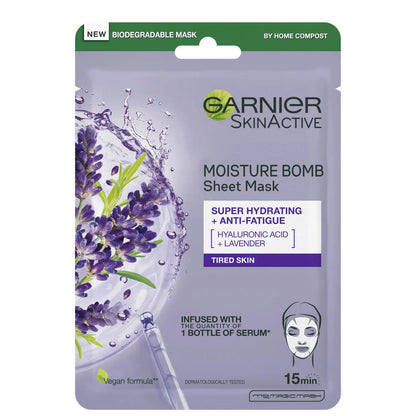 Garnier Moisture Bomb Sheet Mask - Super Hydrating + Anti Fatigue - Lavender 28g