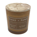 SAND + PAWS Honeycrisp  Harvest brown candle with pumpkin illustrations on wood lid