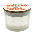 Juniper Berry Sage Candle - SAND + PAWS with 'life is better with a dog' on lid