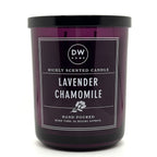 DW HOME SIGNATURE Lavender Chamomile purple candle with a black lid and label on a white background