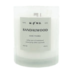 Makers of Wax Goods Sandalwood candle with a label on a white background