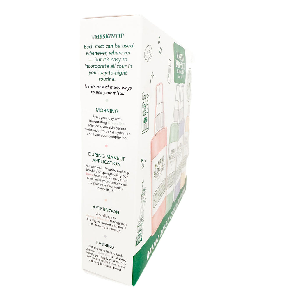 Product packaging with text and images of a bottle on a white background