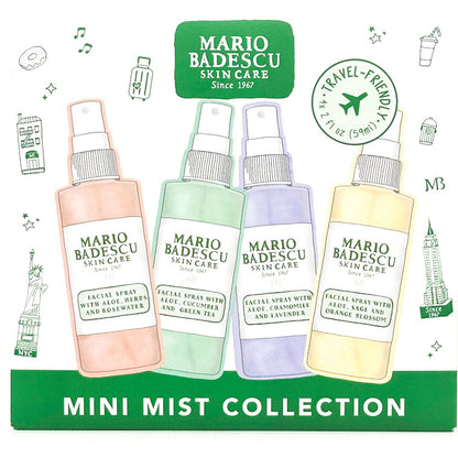 Mario Badescu mini mist collection with four bottles on a white background