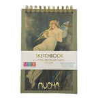 Alphonse Mucha - Elf with iris flowers Sketchbook with artistic cover featuring a fairy design on a white background