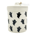 Mulled Wine Scented Candle | SAND + PAWS in a white container with black ghost patterns on a white background