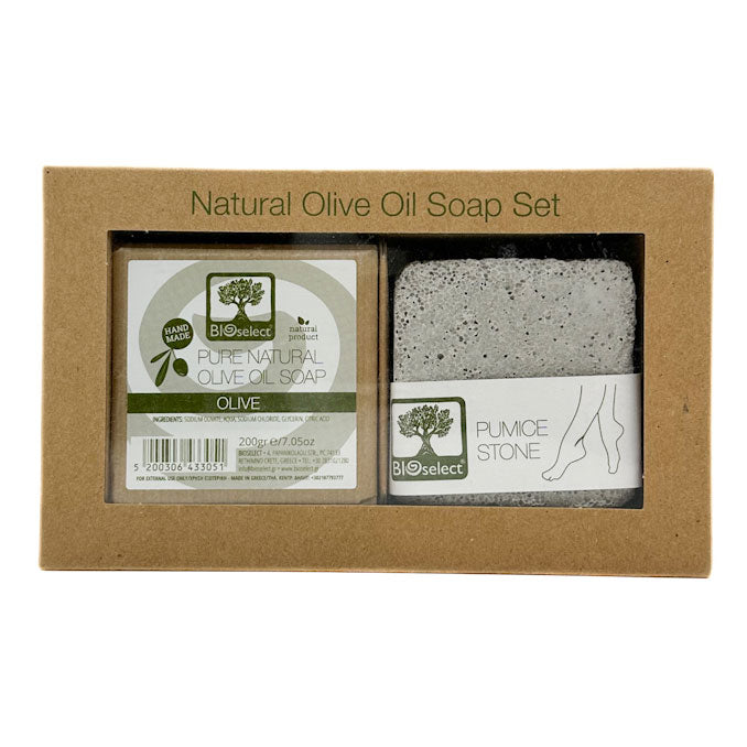 Natural Olive Oil Soap & Pumice Stone Set