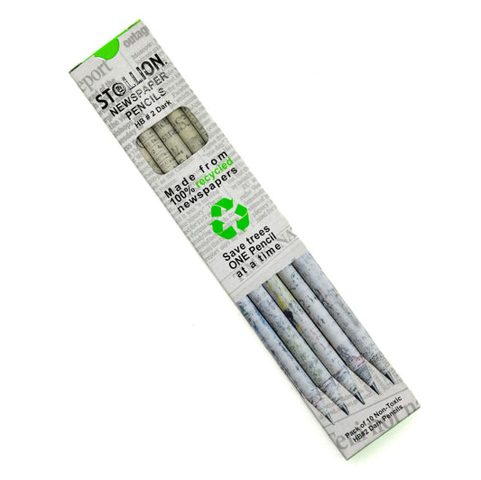 Newspaper Print Recycled HB Pencils - Pack of 10