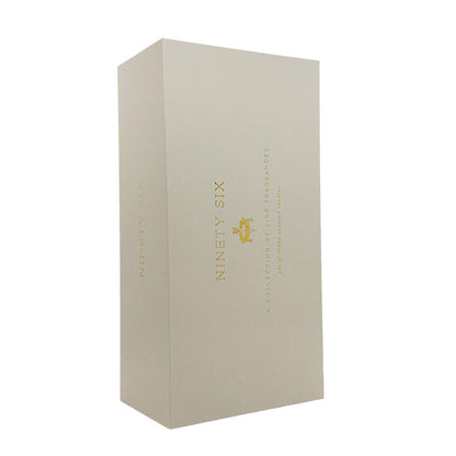 A tall, rectangular cream-coloured product box with gold foil text reading 'NINETY SIX' and smaller gold lettering, shown on a plain white background.