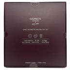 Box for Osprey London lined notebook and pen gift set on a white background