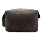 Osprey Brown leather blake turned ends washbag with a visible brand logo on a white background