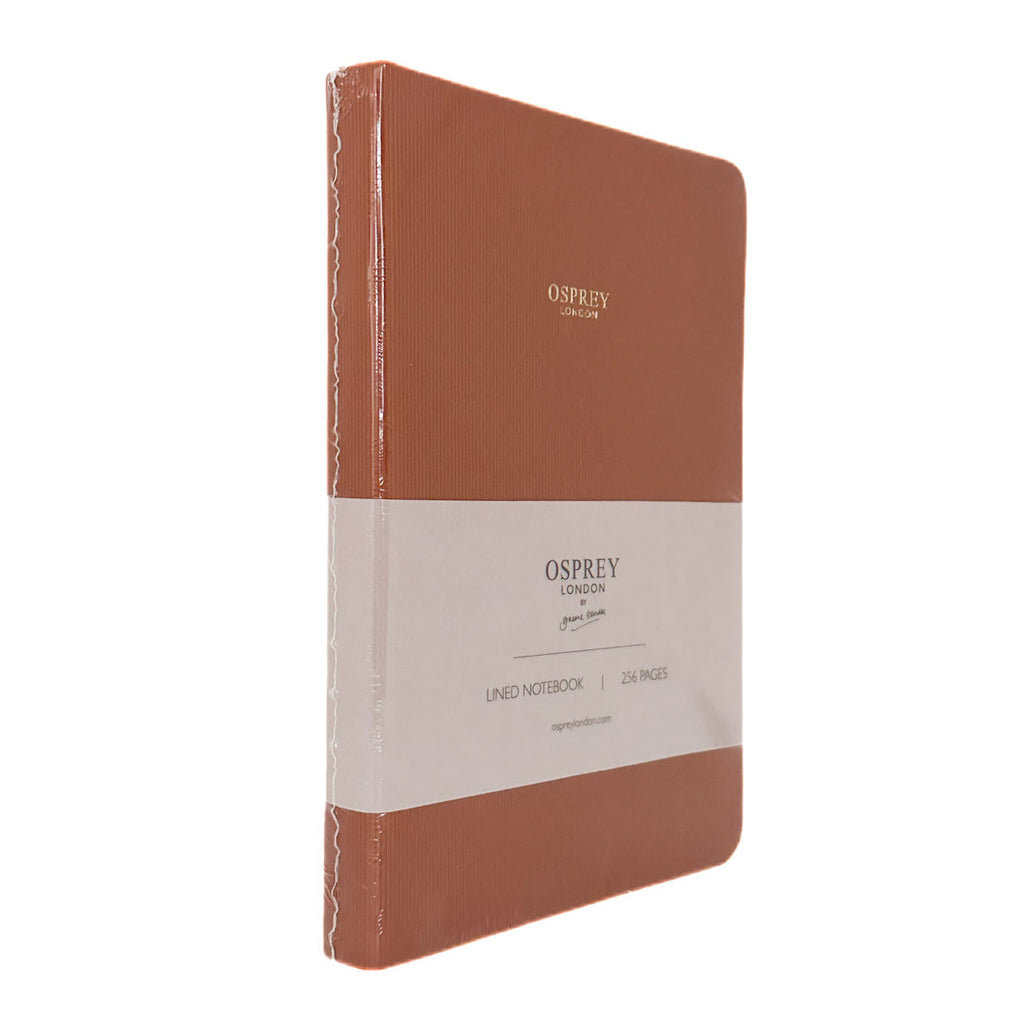 Brown notebook with 'Osprey' branding on a white background