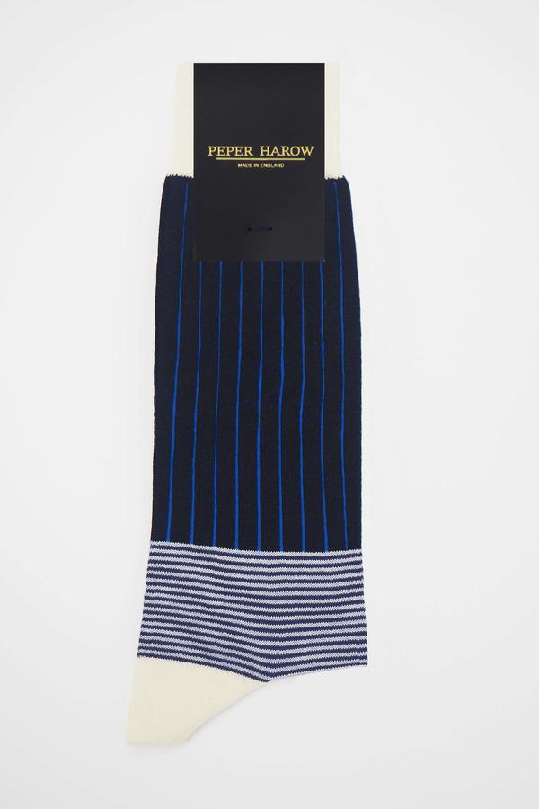 Oxford Stripe Men's Luxury Socks - Black | Peper Harow