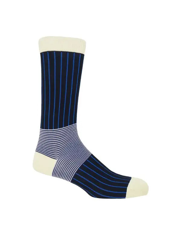 Oxford Stripe Men's Luxury Socks - Black | Peper Harow