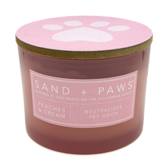 Peaches & Cream Pet Odour Neutralising Scented Candle | SAND + PAWS