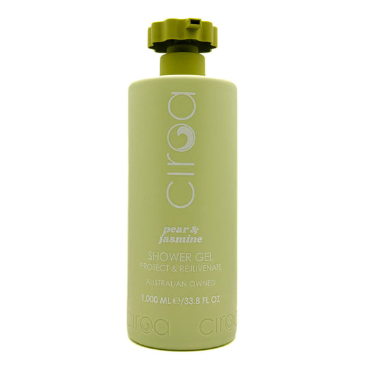 Ciroa pear & jasmine shower gel bottle on a white background