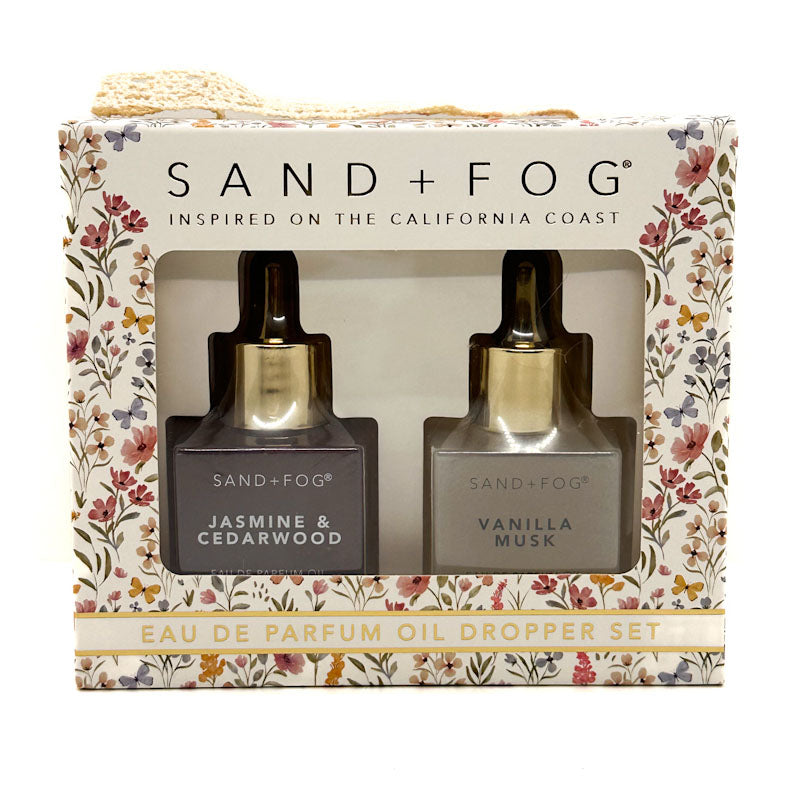 SAND + FOG Eau De Parfum Oil Dropper Set - Jasmine & Cedarwood + Vanilla Musk