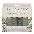 Sand + Fog fragrance diffuser oils with four bottles inside.