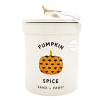 White container labeled 'Pumpkin Spice' with a pumpkin illustration on a white background