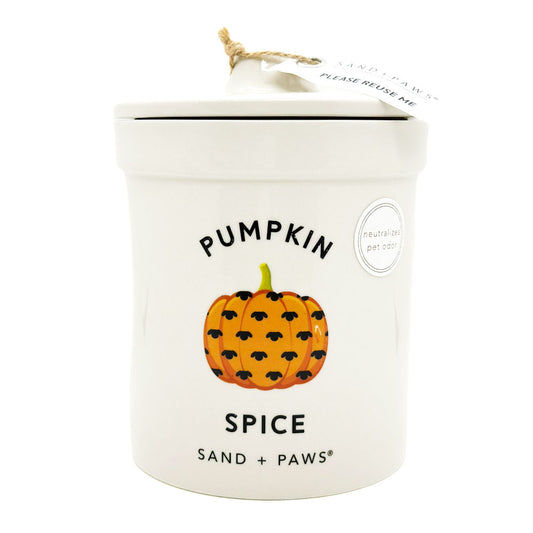 White container labeled 'Pumpkin Spice' with a pumpkin illustration on a white background