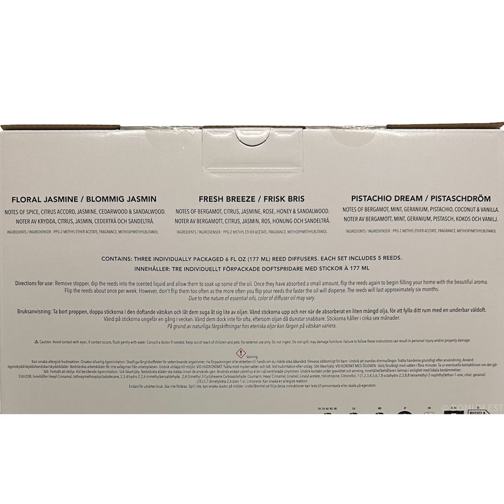 Back of a product packaging with text on a white background