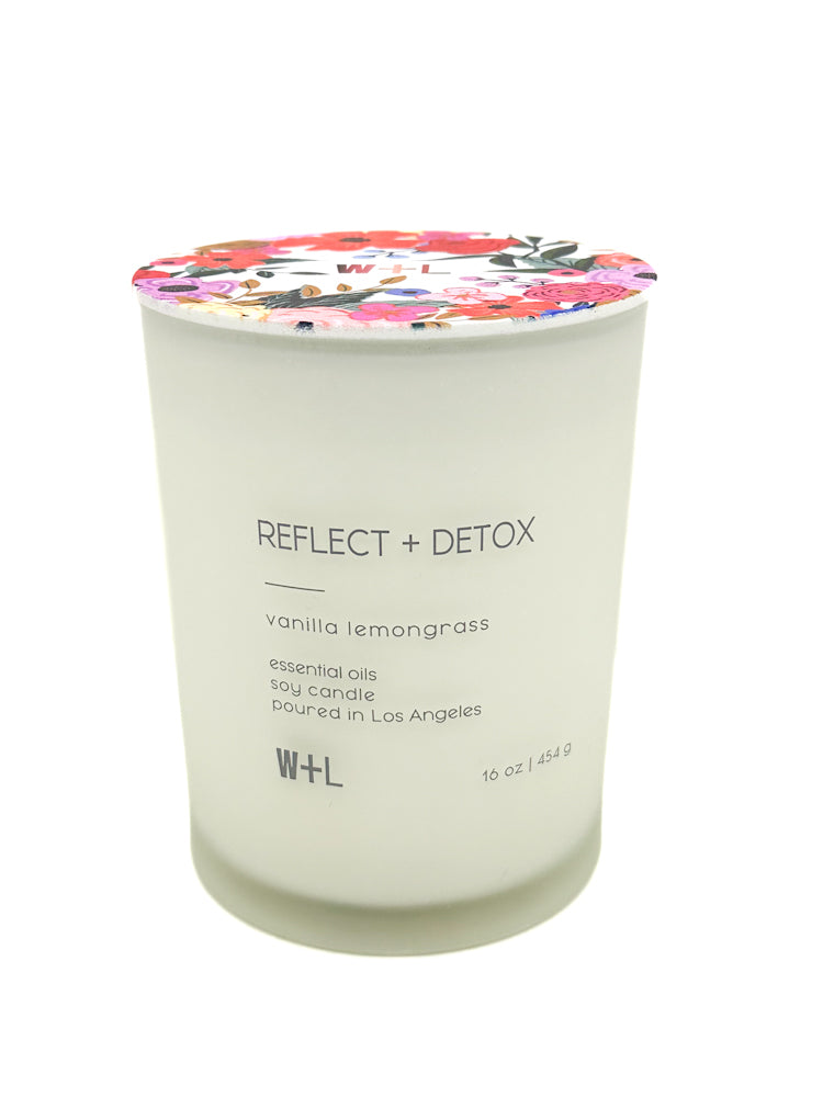 Reflect + Detox Vanilla Lemongrass Scented Candle | Wolf and Lamb Candles