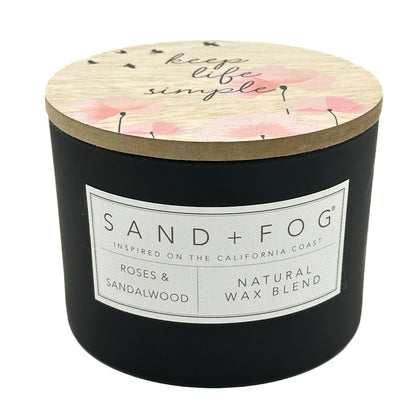 Roses & Sandalwood Scented Candle | SAND + FOG