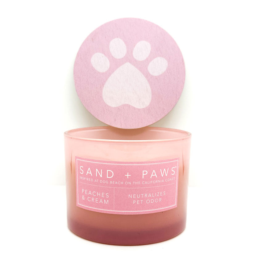 Peaches & Cream Pet Odour Neutralising Scented Candle | SAND + PAWS
