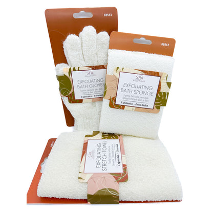 SPA SOLUTIONS Exfoliating Bath Gloves - Bath Sponge - Stretch Towel