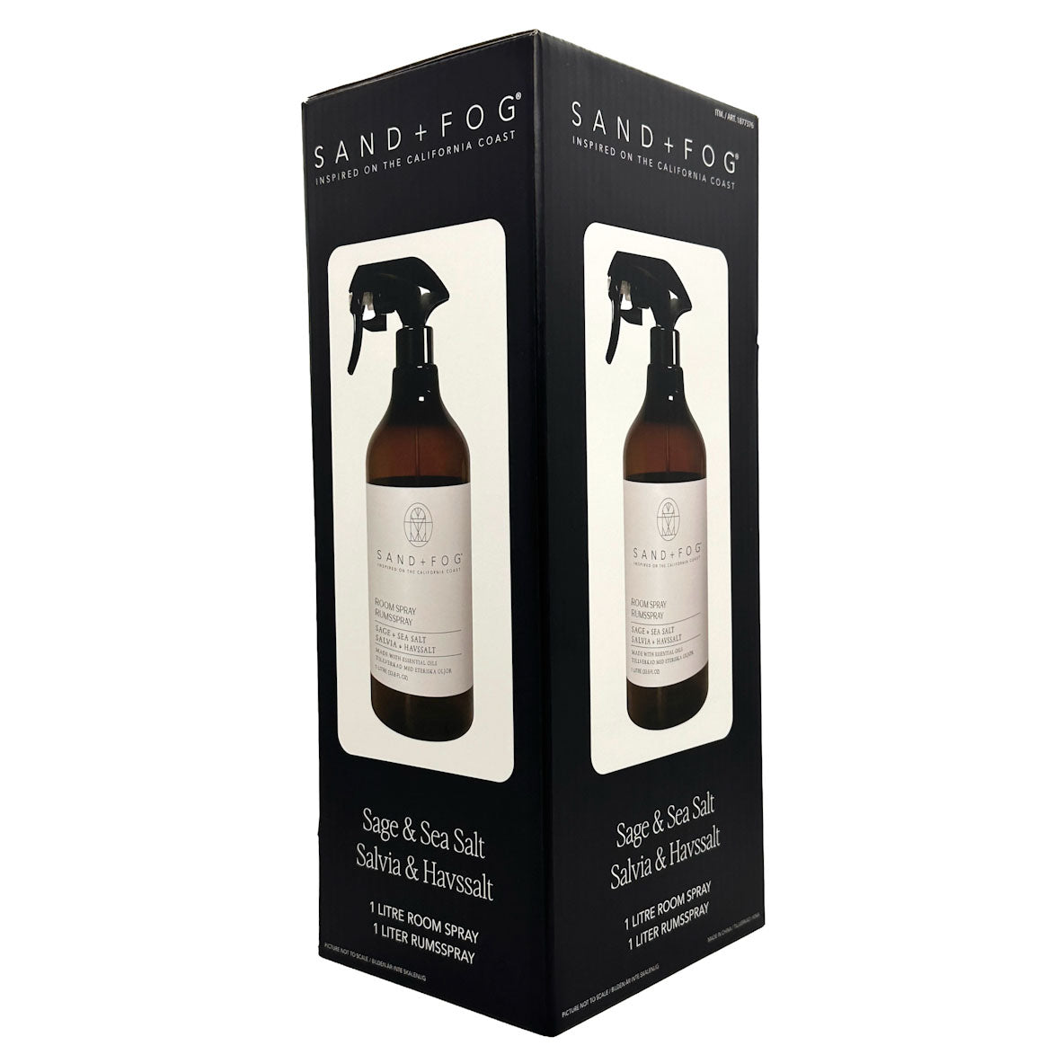 Sand + Fog Sage + Sea Salt room spray bottle on a white background