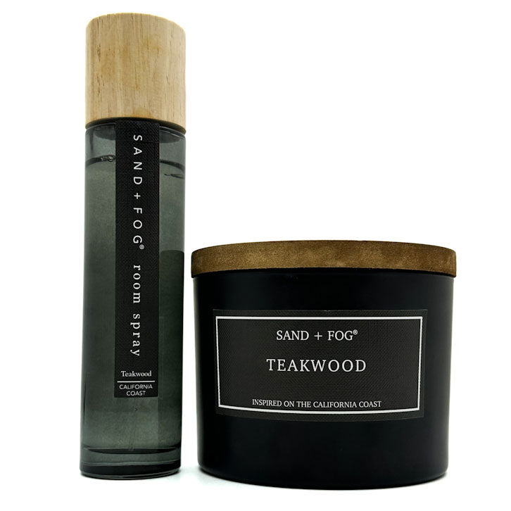 Teakwood Scented Candle & Room Spray DUO | SAND + FOG