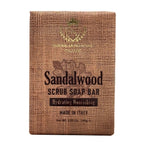 Sapone Artigianale Italiano - Sandalwood Scrub Soap packaging with brand logo on a white background