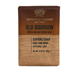 Saponificio Varesino 150g Bourbon Bar of scrub soap with brown and beige packaging on a white background