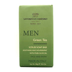 Green Tea scrub soap bar packaging with Saponificio Varesino branding on a white background