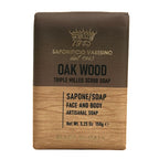 Saponificio Varesino Bar of wood scrub soap with brown top and wooden bottom on a white background