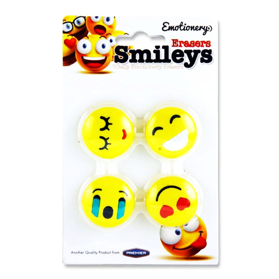 Emotionery Smileys Erasers - Pack of 4