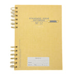 Yellow notebook with 'Standard Issue Notebook No. 12' text on a white background