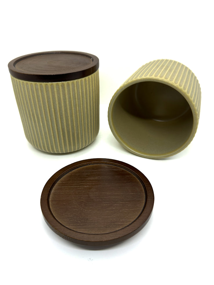 Set of 2 Ribbed Storage Jars