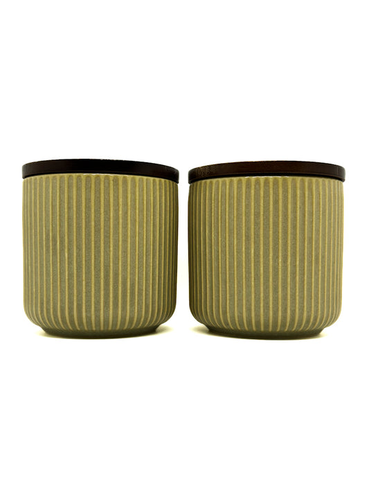 Set of 2 Ribbed Storage Jars