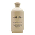Beige bottle of Sand + Fog Tahitian Vanilla body wash on a white background