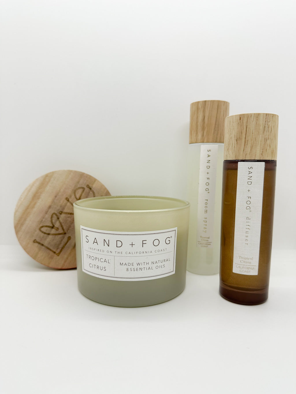 SandTropical Citrus Candle, Reed Diffuser & Room Spray | SAND + FOG