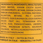 List of ingredients on a yellow background with black text.