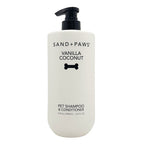 Sand + Paws Vanilla Coconut pet shampoo & conditioner bottle on a white background