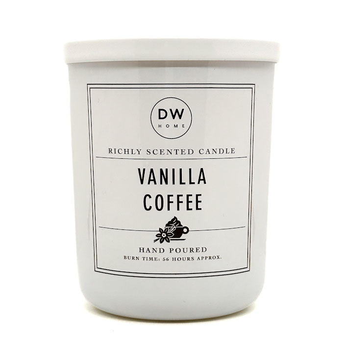 Vanilla Coffee candle with DW Home label on a white background