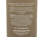 Back label of a product with usage instructions, ingredients, and branding details.