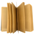 Open notebook with lined pages on a white background