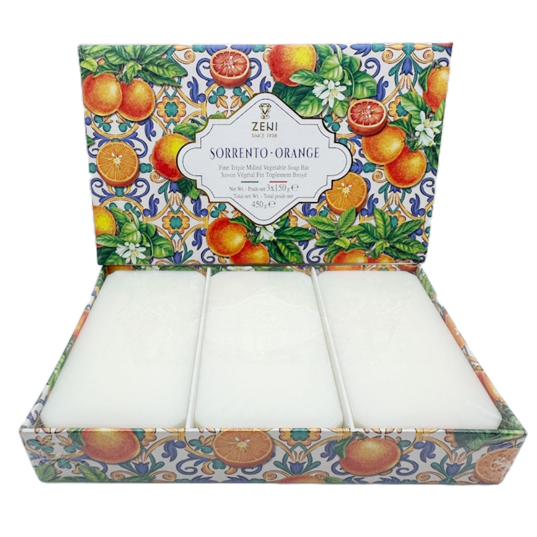Orange Fragranced Italian Vegetable Soap - Set of 3 | Zeni