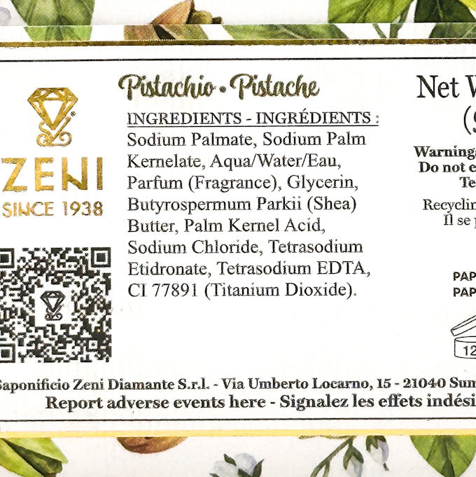 ZENI Pistachio soap ingredients