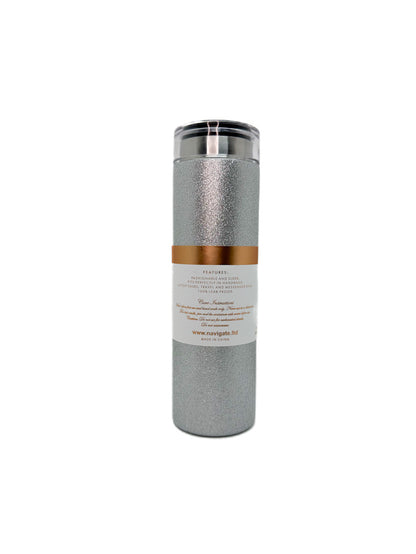 Insulated Silver Glitter Water Bottle