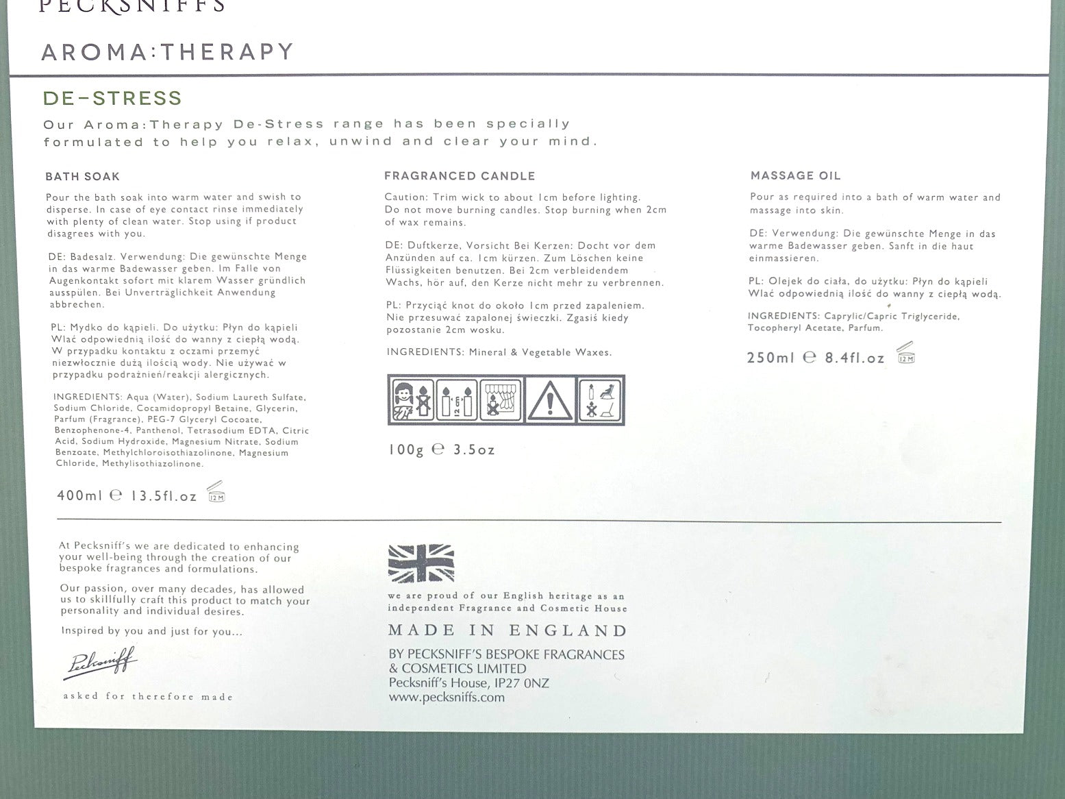 Pecksniffs Aroma : Therapy De-Stress Gift Box